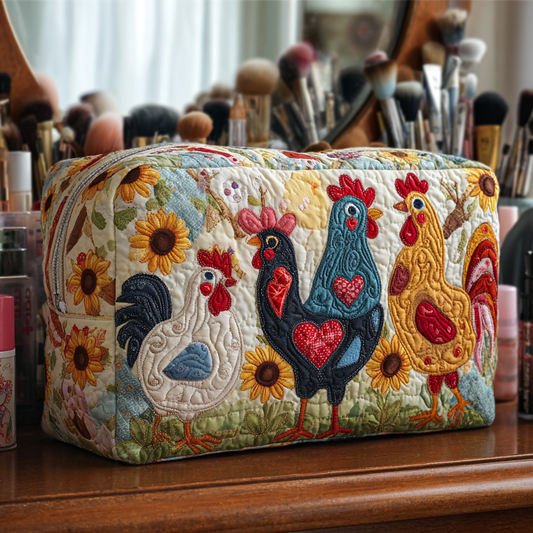 Chickens Among Trees Quilted Toiletry Bag