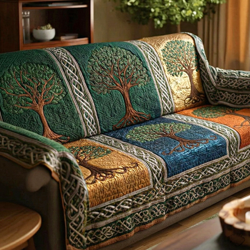 Tree of Life Quilted Sofa Cover