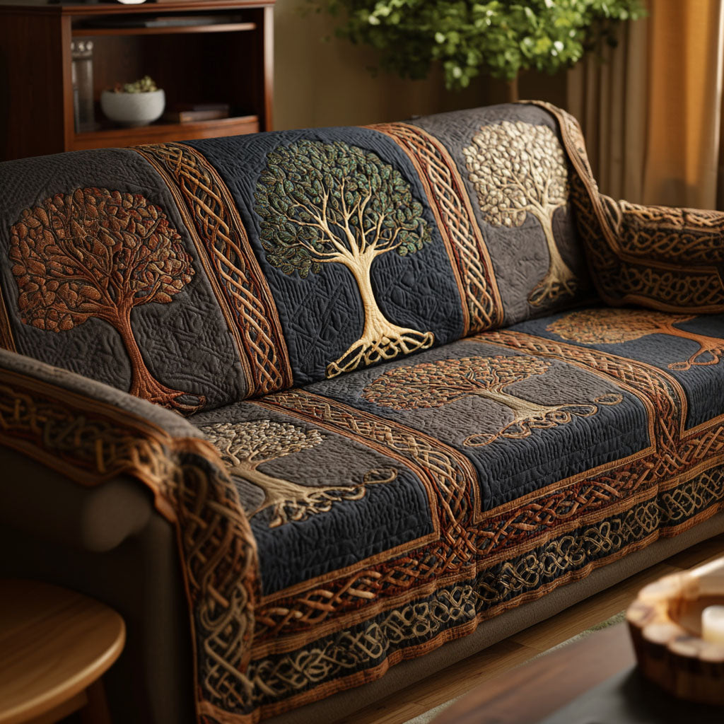 Tree of Life Quilted Sofa Cover