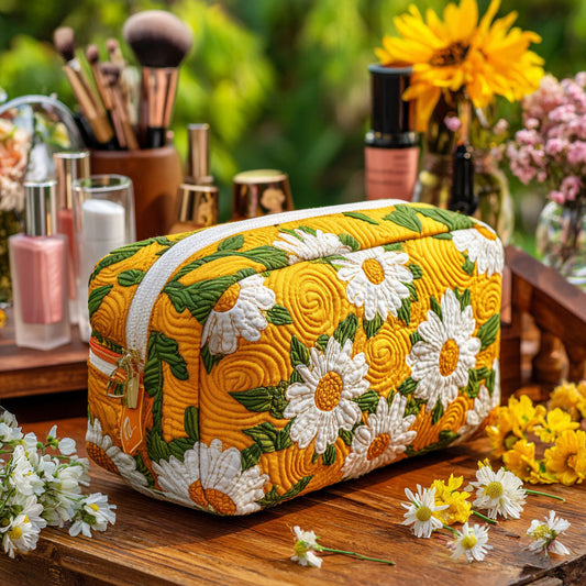 Refined Daisies Quilted Toiletry Bag