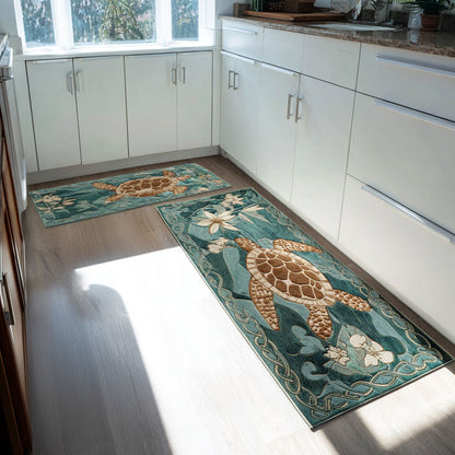 Sea Foam 2-Piece Kitchen Mat Set