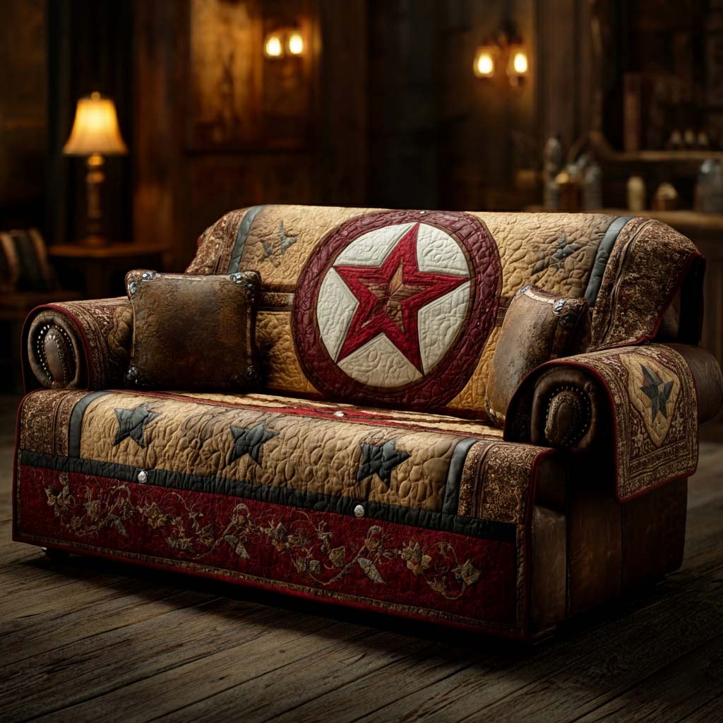 Star Lonely Rustic Quilted Sofa Cover