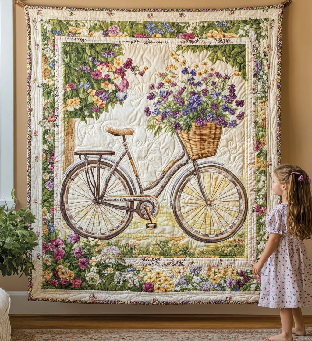 Bicycle Flowers Textile Wall Art