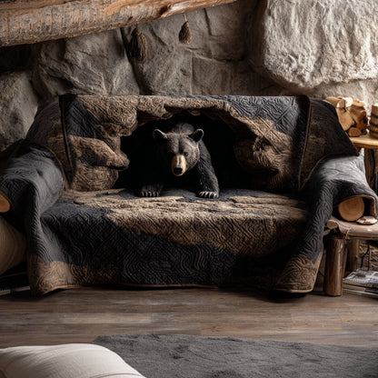 Bear Black Quilted Sofa Cover