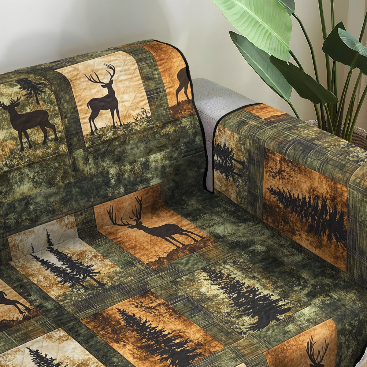 Forest Elegant Quilted Sofa Cover