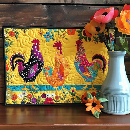 Glowing Rooster Paradise Quilted Placemats