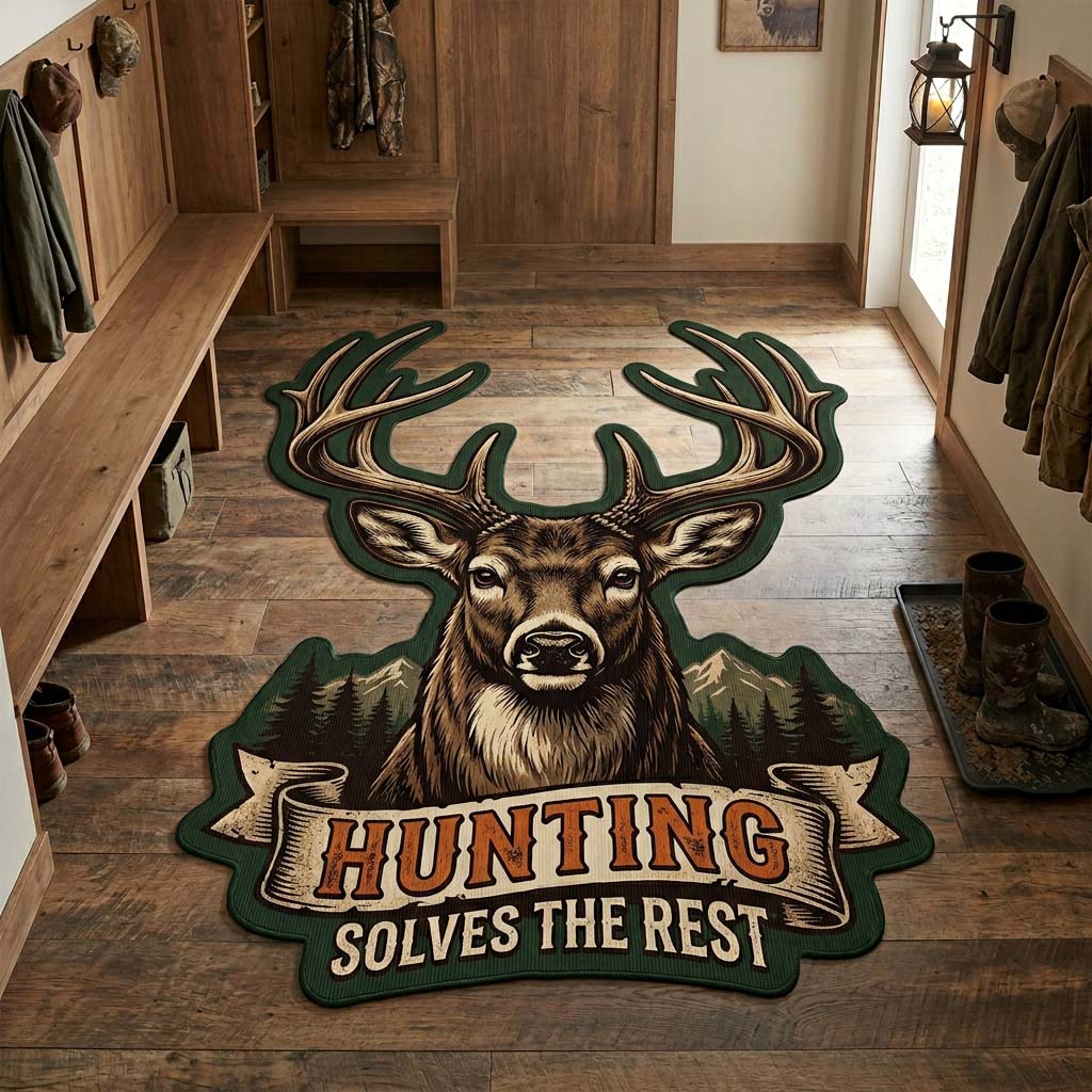 Emerald Antlers Shaped Area Rug
