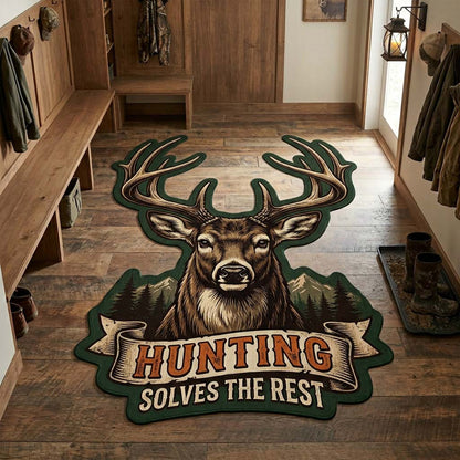 Emerald Antlers Shaped Area Rug