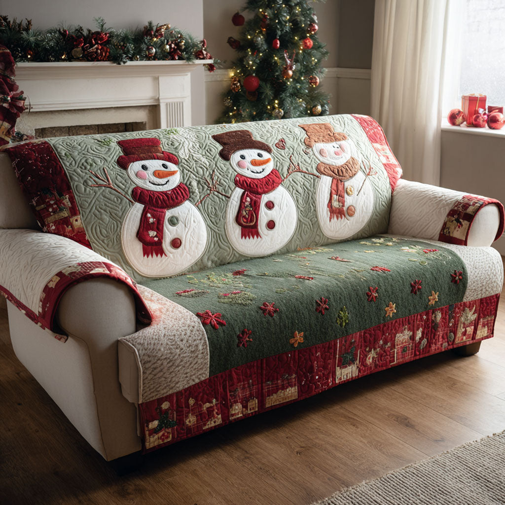 Frost Christmas Quilted Sofa Cover