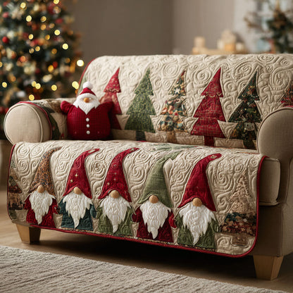 Gnome Crimson Quilted Sofa Cover