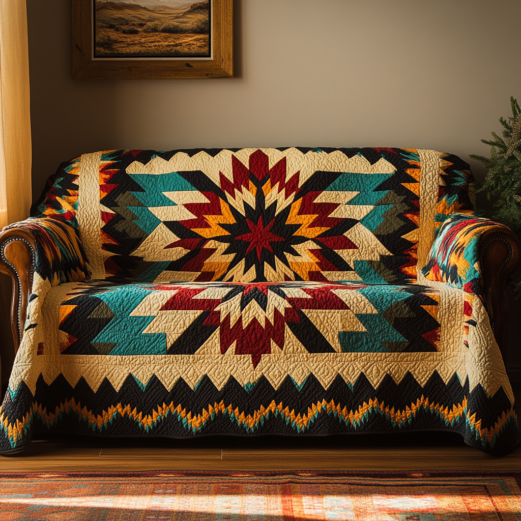 Colours of the Sunset Quilted Sofa Cover