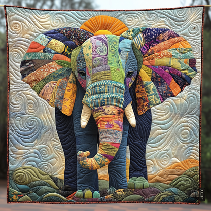 Tribal Elephant Quilted Blanket