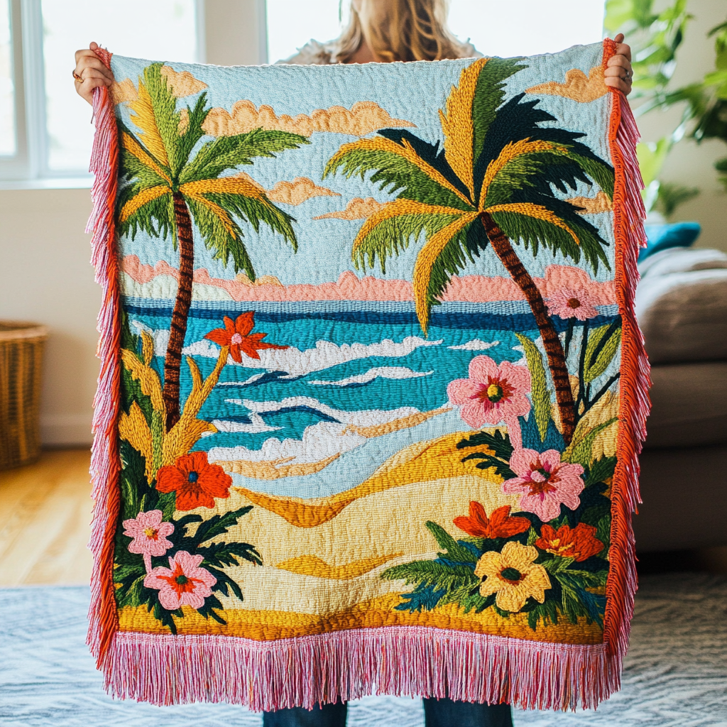 Ocean Horizon Quilted Throw