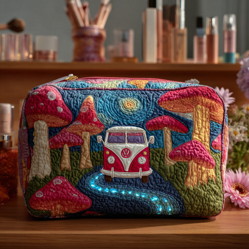 Cosmic Hippie Pattern Quilted Toiletry Bag