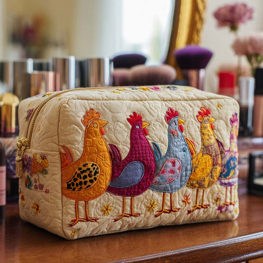 Cheerful Chicken Quilted Toiletry Bag