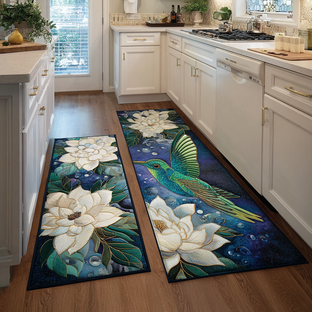 Hummingbird Glow 2-Piece Kitchen Mat Set