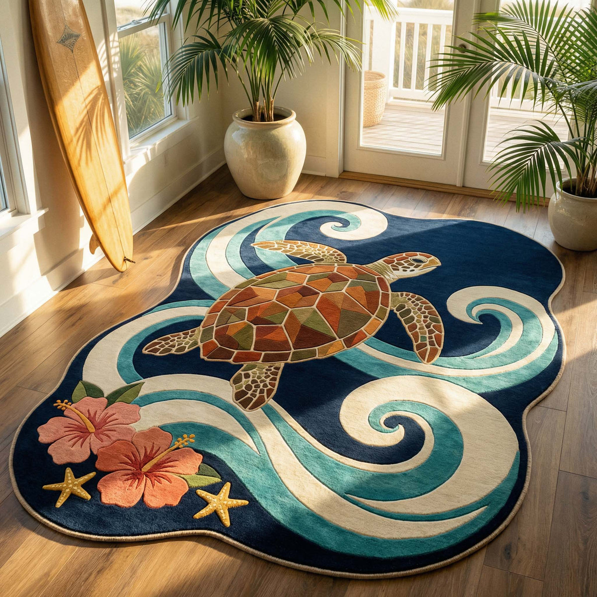 Peaceful Turtle Shaped Area Rug