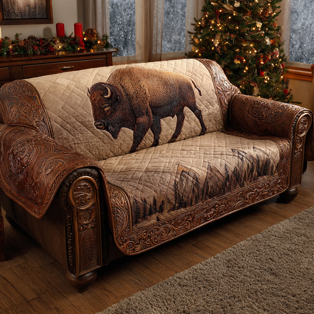 Landscape of Mountains Quilted Sofa Cover