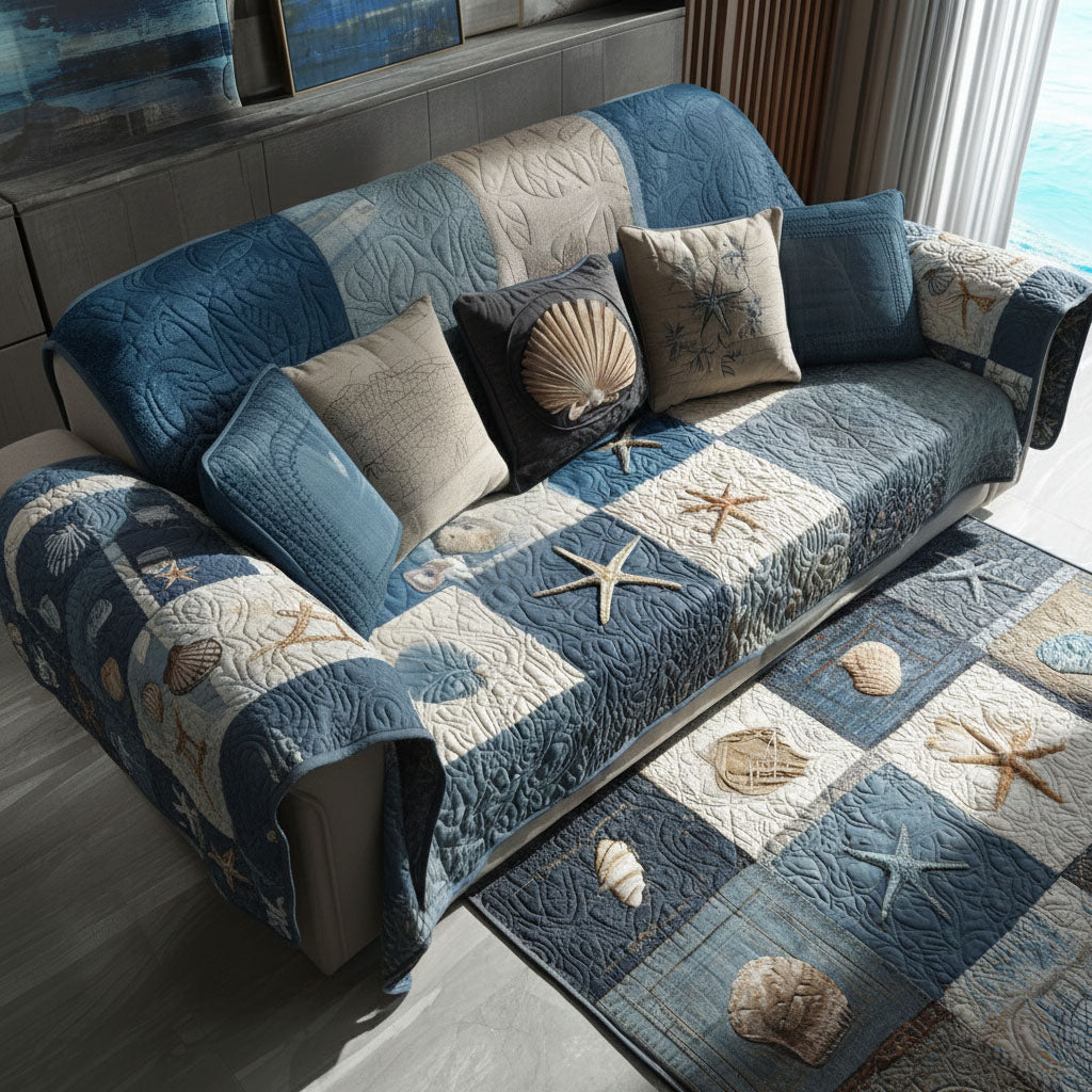 Sea Serene Quilted Sofa Cover