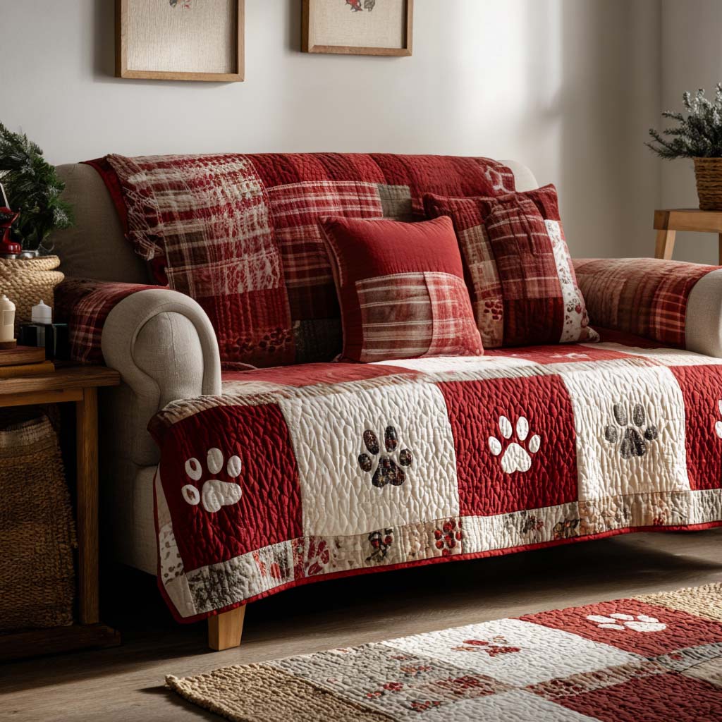 with Legs Festive Quilted Sofa Cover