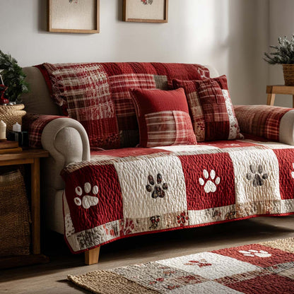 with Legs Festive Quilted Sofa Cover