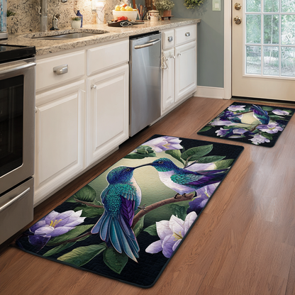 Hummingbird and Flowers 2-Piece Kitchen Mat Set