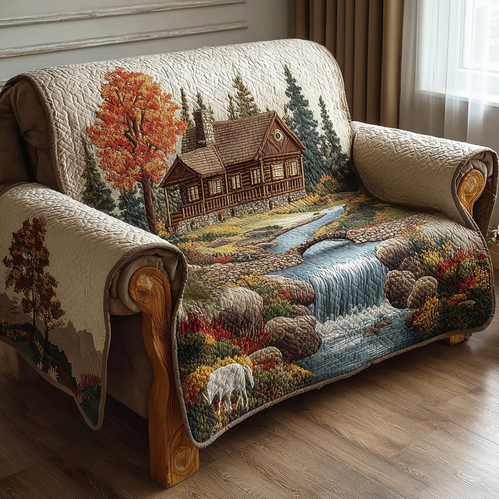 in Rustic Style Quilted Sofa Cover – Cara