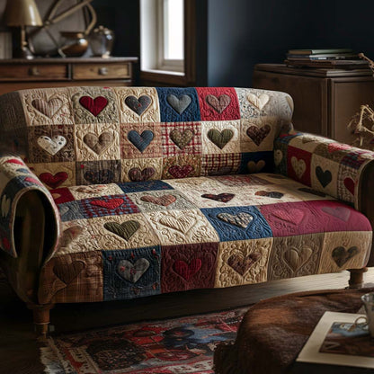 Hearts Warm Quilted Sofa Cover