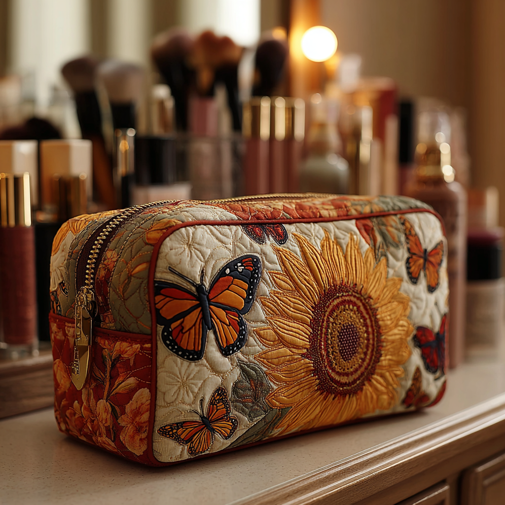 Refined Butterflies Quilted Toiletry Bag