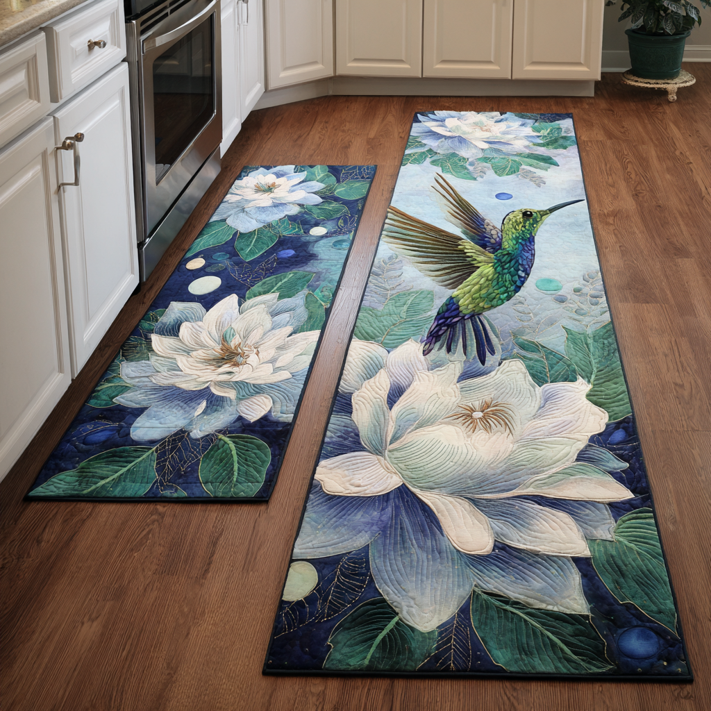 Elegant Hummingbird 2-Piece Kitchen Mat Set – Catalina