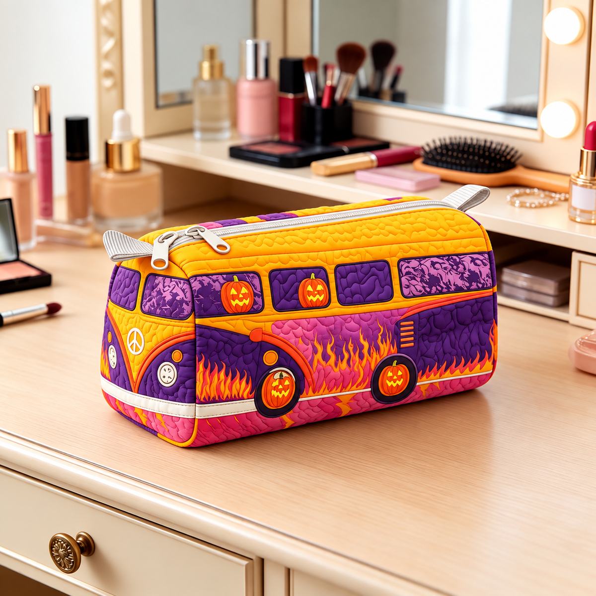 Halloween Camper Quilted Makeup Bag