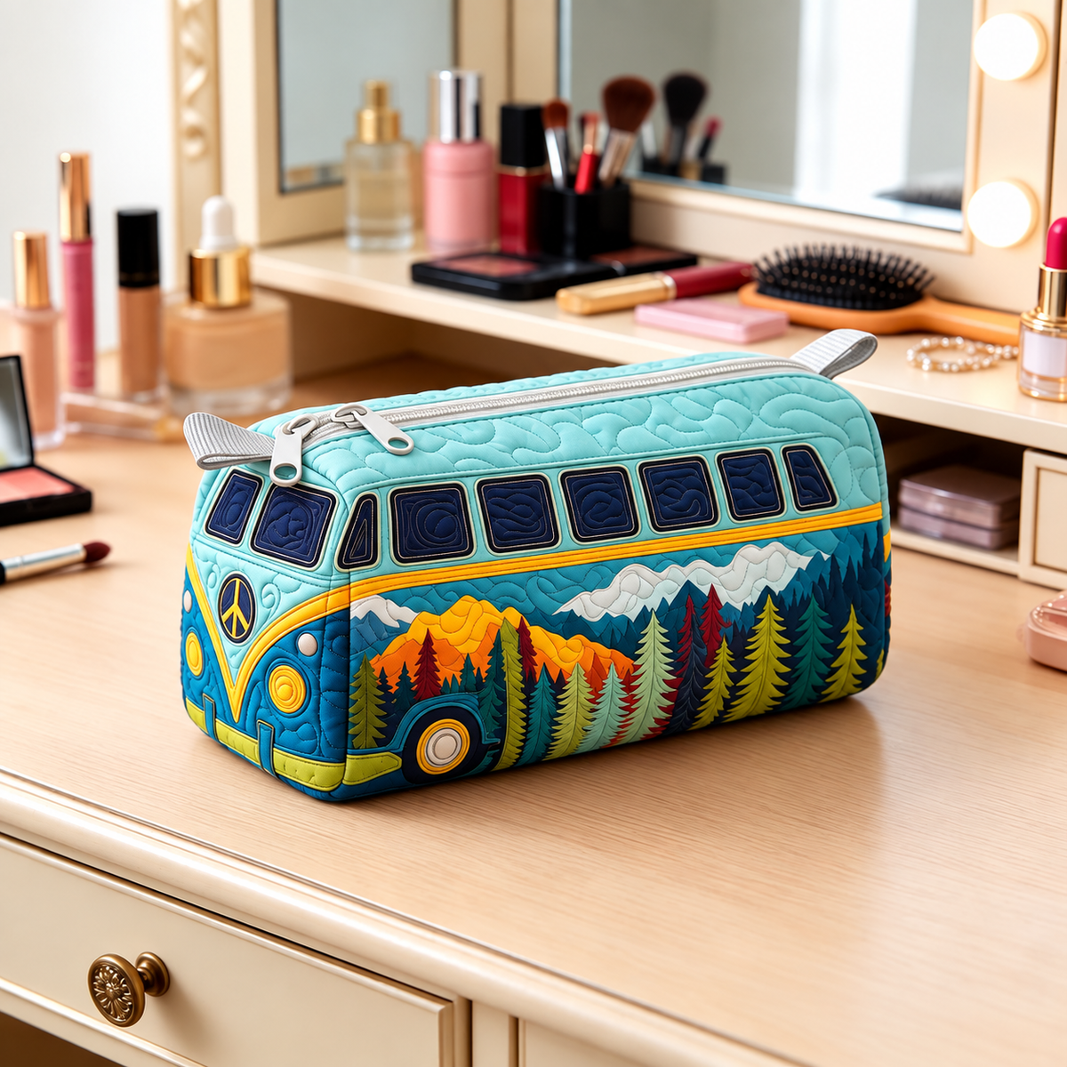 Mountain Camper Quilted Makeup Bag