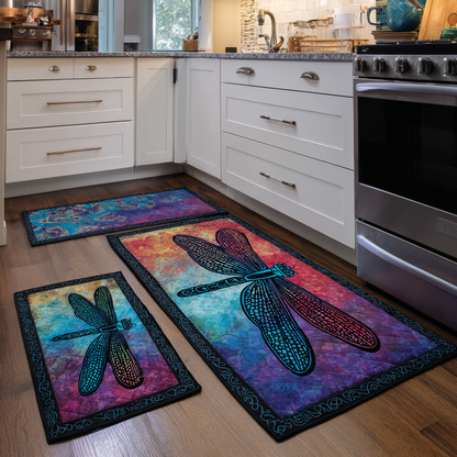 Radiant Dragonfly 2-Piece Kitchen Mat Set