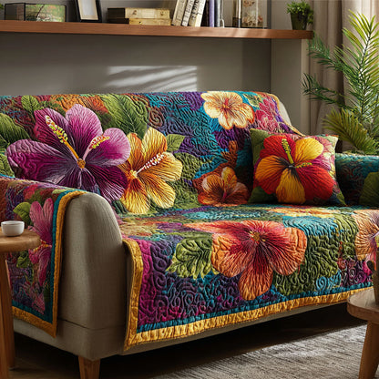 Flowers Tropical Quilted Sofa Cover