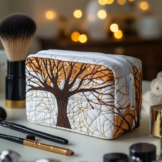 Tree Motif Quilted Toiletry Bag