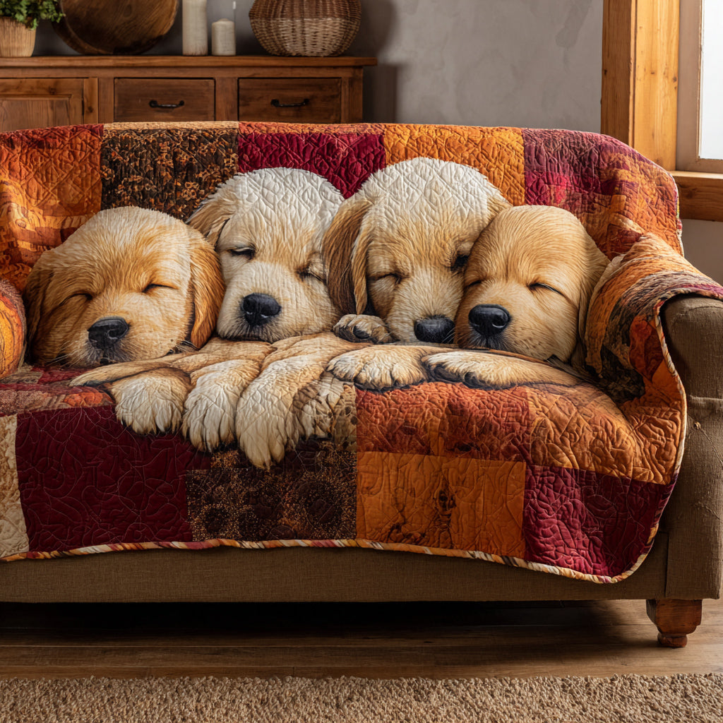 Golden Retriever Quilted Sofa Cover – Cleo