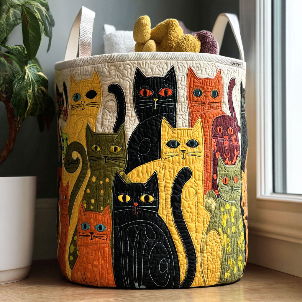Cat Lovers Quilted Storage Basket