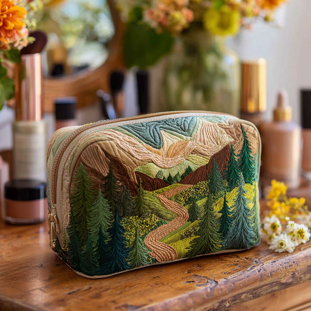Emerald Green Quilted Toiletry Bag