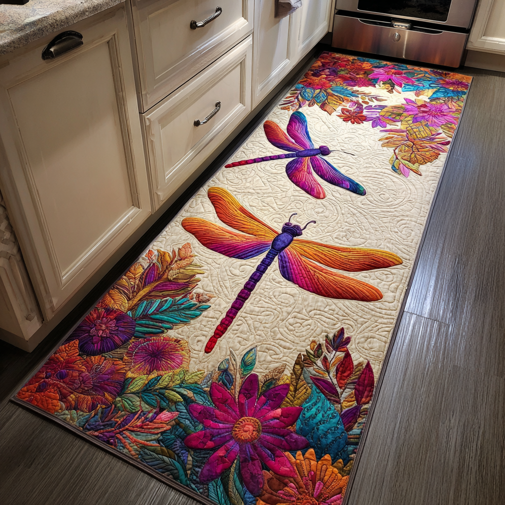 Elegant Dragonfly 2-Piece Kitchen Mat Set