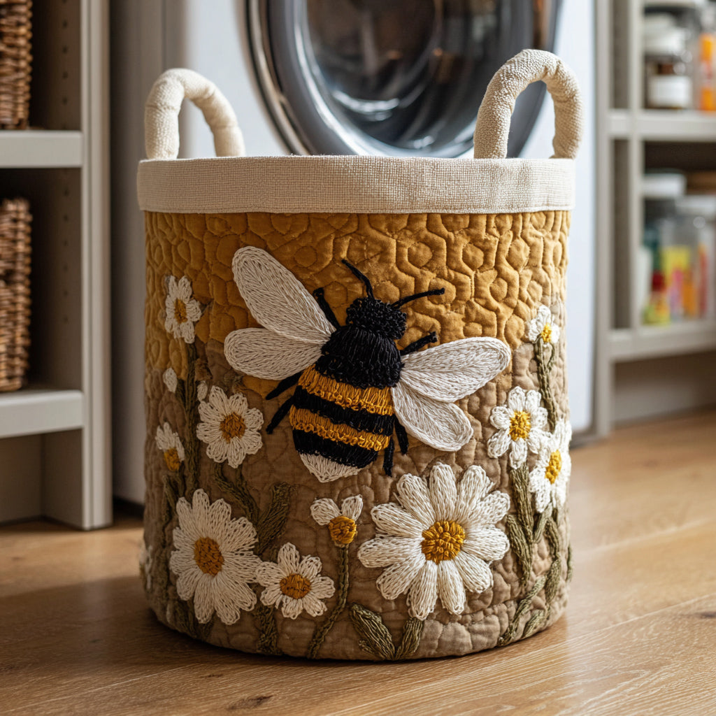 Honey Daisy Bee Quilted Storage Basket