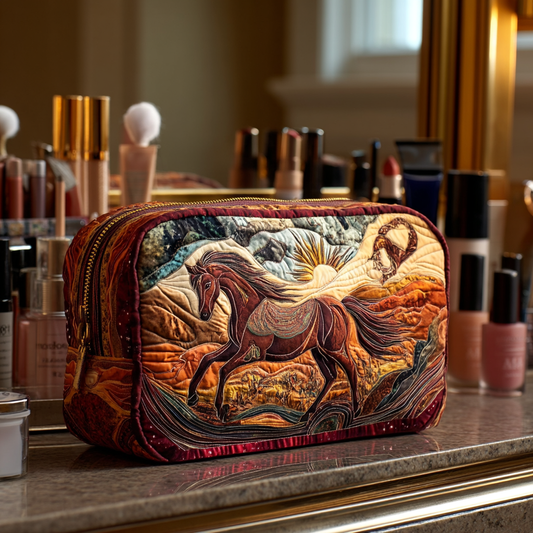 Embroidered Horse Quilted Toiletry Bag