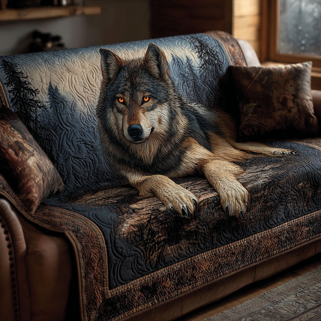 Wolf Howling Quilted Sofa Cover