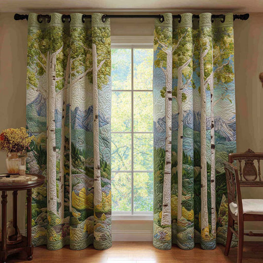 Wildflower Birch Path Quilted Curtains