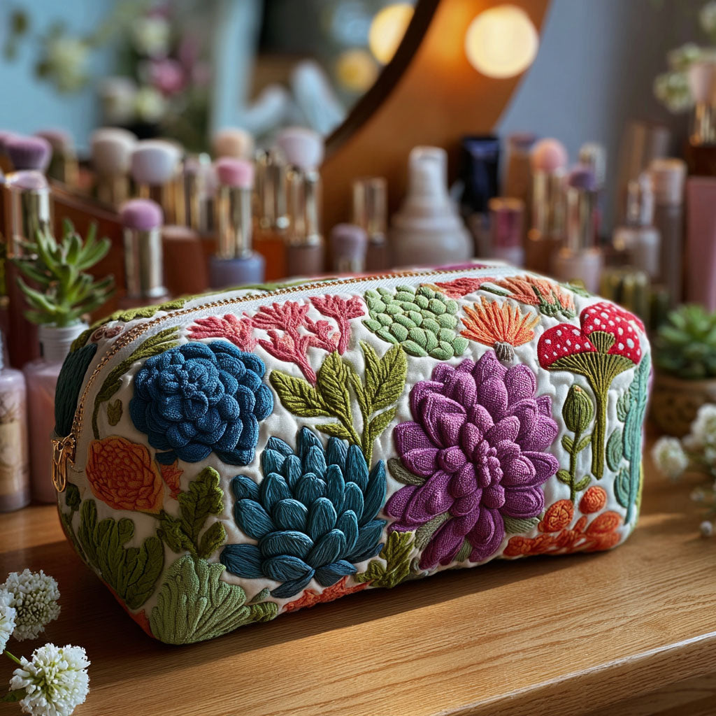 Botanical Print Quilted Toiletry Bag