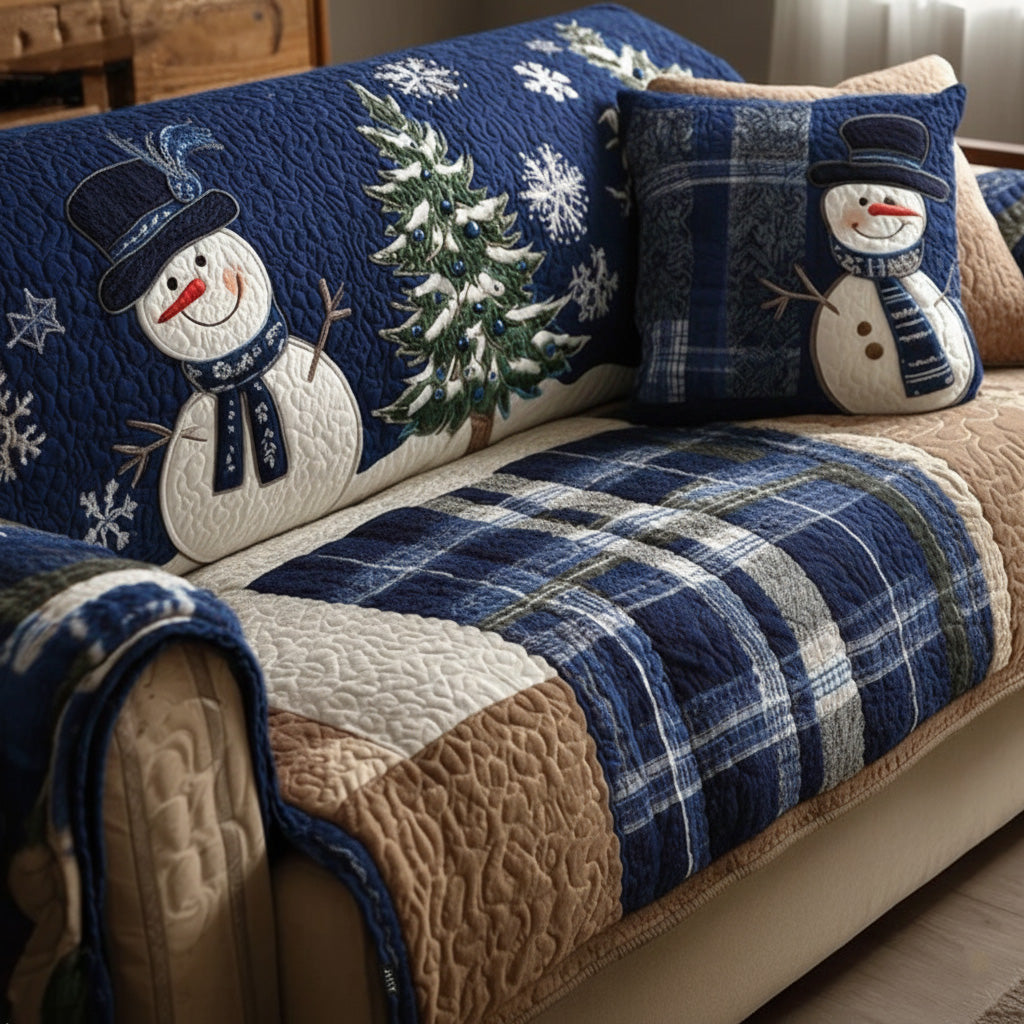 Blue Festive Quilted Sofa Cover