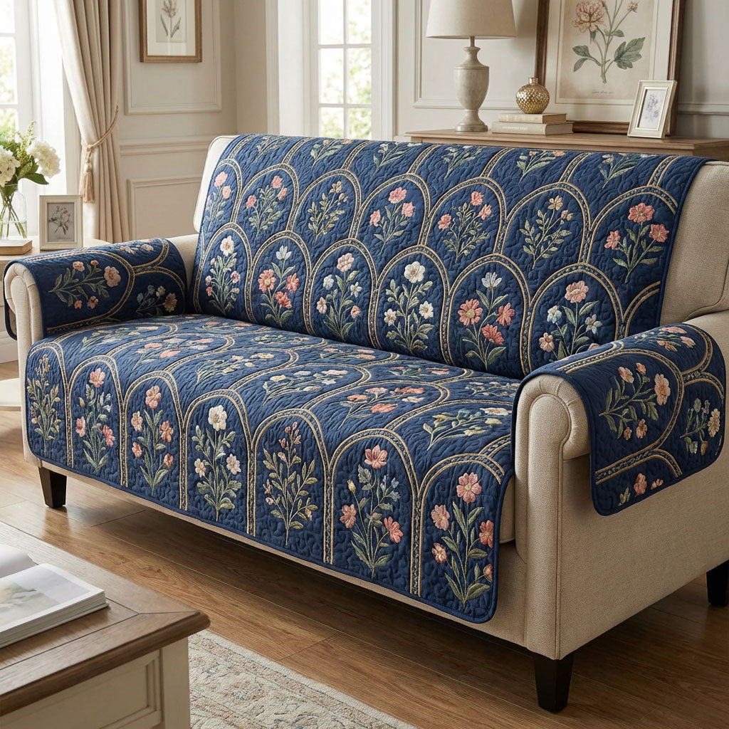 Garden Indigo Quilted Sofa Cover