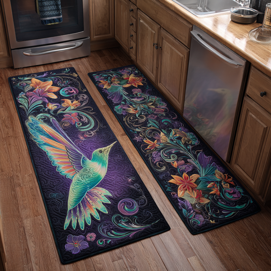 Hummingbird and Flowers 2-Piece Kitchen Mat Set – Diamond