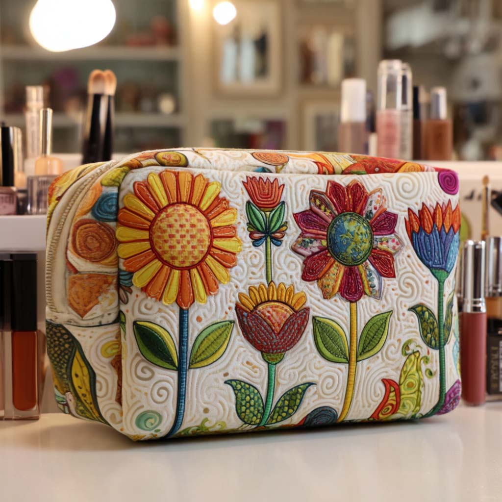 Cheerful Flower Quilted Toiletry Bag – Doris