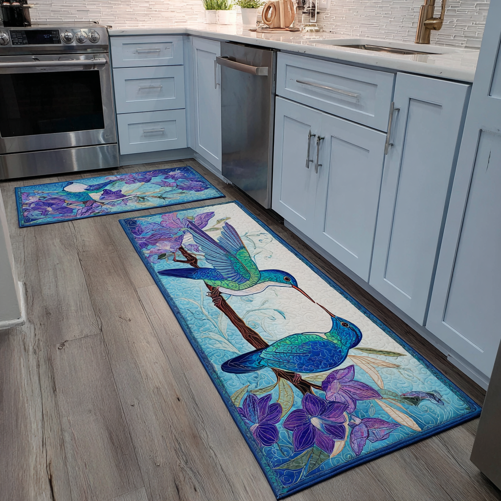 Elegant Hummingbird 2-Piece Kitchen Mat Set – Elaina