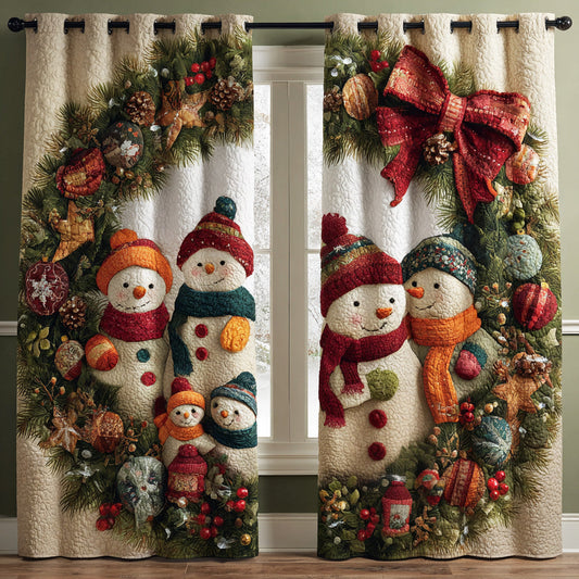 Cheerful Snowman Quilted Curtains
